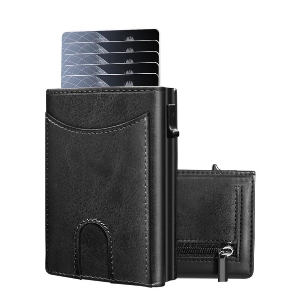 UNOSEKS Men's Wallet RFID Blocking Carbon Fibre Men's, black, Leather