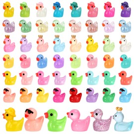 GSrenyu 48 Pcs Mini Ducks 6 Styles Tiny Ducks Resin Animals Miniature Figures Colorful Mini Figures for Garden Tabletop Dollhouse Landscape Party Decoration DIY