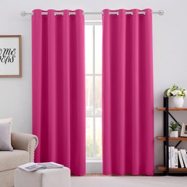 HOMEIDEAS Raspberry Blackout Curtains, Hot Pink Curtains for Bedroom 52 X 84 Inch Length 2 Panels Set Room Darkening Bedroom Curtains, Soundproof Thermal Grommet Window Curtains for Living Room