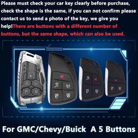Cavlobe Zinc Alloy Key Fob Cover,Keychain,Full Protection Car Key Case for Chevy 2022-2025 Silverado 1500 GMC Sierra 2500HD 3500HD Smart Remote Keyless Keyshell Accessories(NO.131-5 Silver)