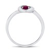 10k White Gold Round Ruby Heart Ring (Size 9)
