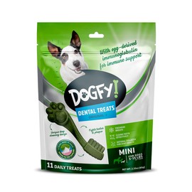 Dogfy Daily Dental Treats for Dogs 5-15 lbs, Crumb-Free, Daily Cleaning to Reduce Plaque & Tartar, Mess-Free, Immunity Boosting, 11-Pack Dental Chews