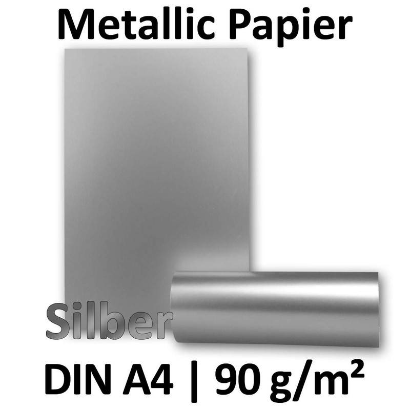 Silver Paper/DIN A4//Metallic Silver//Professional Quality Writing/90 g/m²/from Gustav Neuser Small