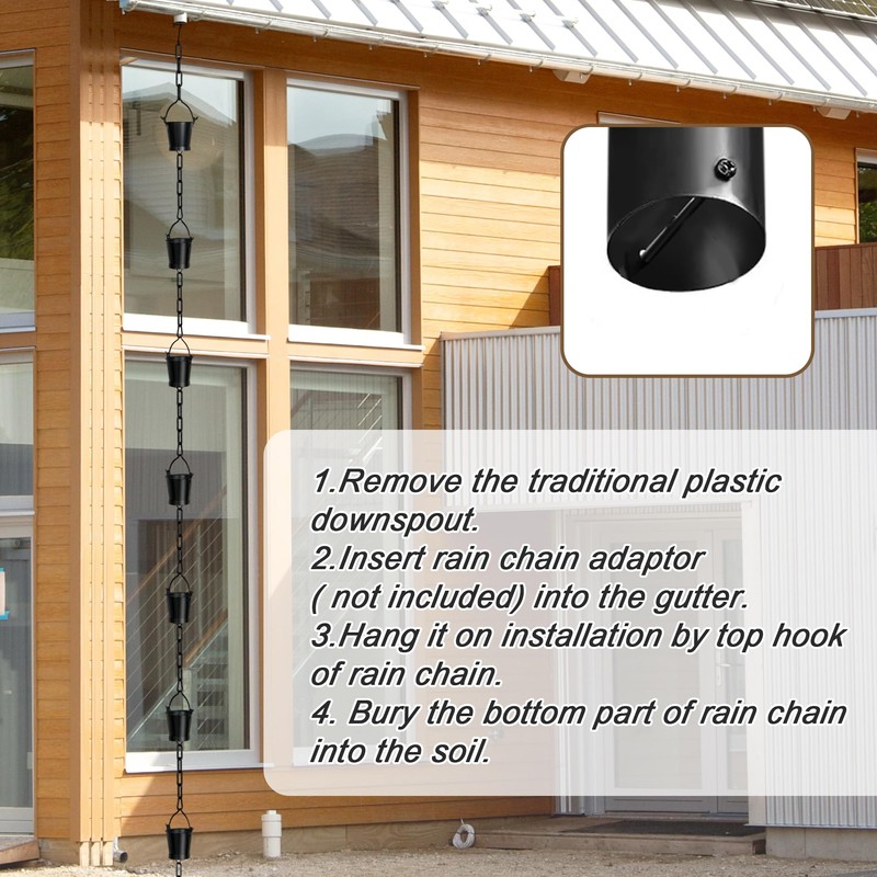 Invech 12.5FT Adjustable Rain Chains for Gutters, Outside Rain Chains
