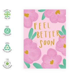 Get Well Soon Card for Women - Feel Better Soon - Encouragement Gifts for Her, Friends, Sister, Daughter, Mum, Grandma, Auntie, Colleagues, Coworkers, Classmates, Wife - Flowers - Comes with Stickers