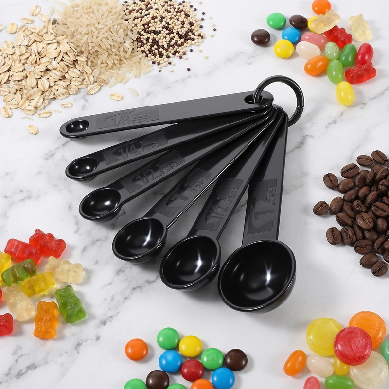 5Pcs Black Measuring Spoons Universal Easy to Read Measuring Cup