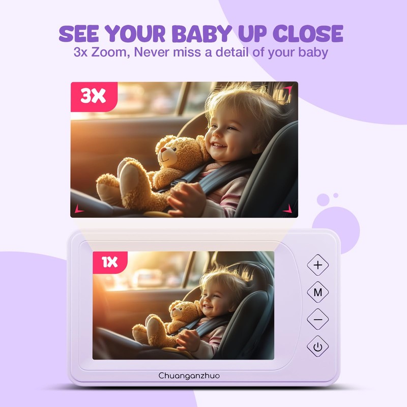 Chuanganzhuo S100U Baby Car Camera with Advanced Night Vision, 5inch