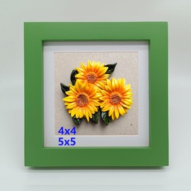 ZXT-parts 5x5 Picture Frame Wood with Mat 4x4 Opening. Tempered Glass Panel, Sturdy and not Easily Broken.Solid Wood Green Color Frame.Wall and Table.