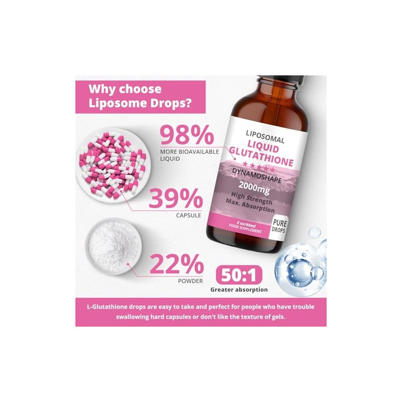 Liposomal Glutathione 2000 mg with Vitamin C, Oral Glutathione Liquid,