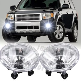 importstore Pair For 2007-2012 Ford Escape Pair Front 4" Inch Round Fog Lights 6000K W/Bulbs