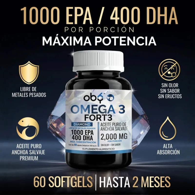 Omega 3 Diamond Forte 2000mg Aceite Anchoa | Máxima Pureza