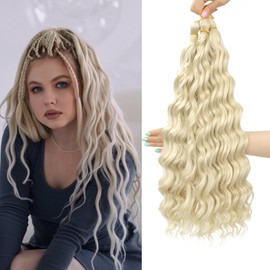 MLETULIPS Curly Crochet Braiding Hair Extensions Deep Wave Braiding Hair Ocean Wave Crochet Hair Soft Synthetic Bohemian Curly Water Wave Crochet Braids for Women (613#, 20 inch/3 pack)