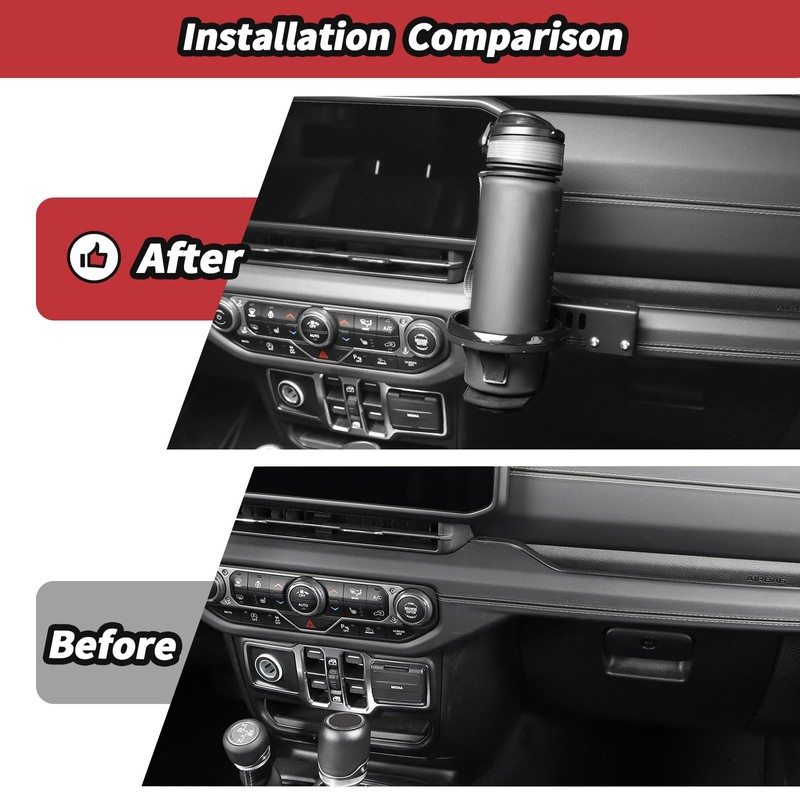 JeCar Passenger Grab Handle Cup Holder Fit for 2024+ Jeep