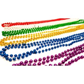 Dondor Festive Metallic Beaded Necklaces (144 Pack, Multicolored)
