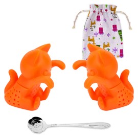 Numola Silicone Tea Infuser for Loose Leaf Set of 2, Cute Cat Tea Strainer with Designed Anti-leak Tea Leaf Hole, Food Grade Silicone Tea Filter Ideal Gift for Tea Lover Bring More Fun Tea Time