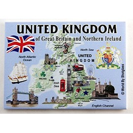 World By Shotglass United Kingdom England Souvenir Fridge Magnet 2.5" X 3.5"