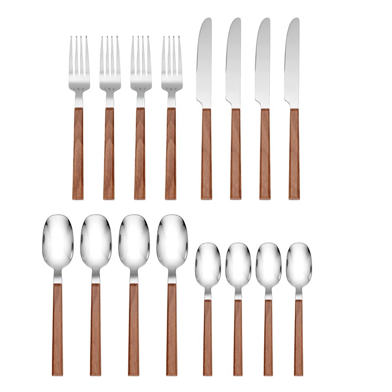 Hampton Forge 894320 Henley Light Wood 16 Piece Flatware Set