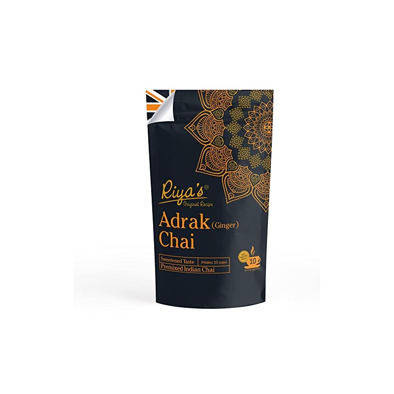 Riya's Adrak (Ginger) Chai Powder 200g - Premixed Indian Tea,