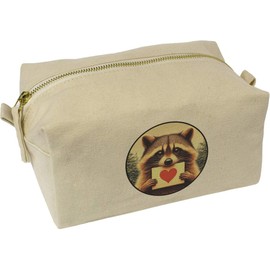 'Raccoon Love Note' Canvas Wash Bag/Makeup Case (CS00043577)