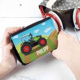 Striefchen® Boys Wallet with Name and Motif of Your Choice, Tractor, Contemporary