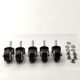 1.5" M8x25 Threaded Rod and Spacer Nut Roll for Shopping Trolleys, Workbenches, Furniture (Unbraked Wheels, 5)