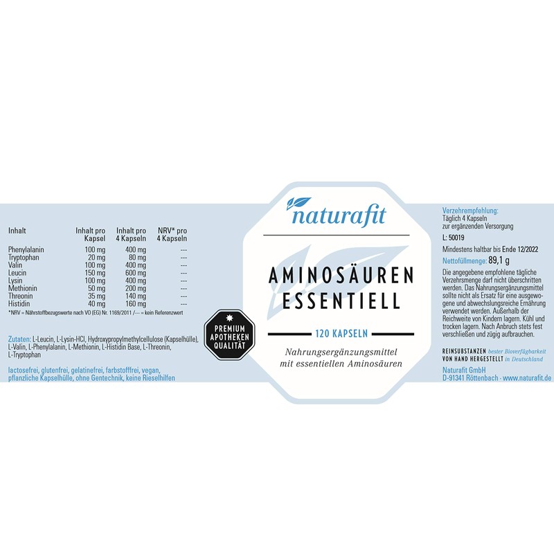 naturafit Amino Acids Essential Capsules, Pack of 120 Capsules