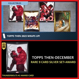DECEMBER TOPPS THEN 2023 RARE SILVER 9 CARD SET+AWARD-TOPP
