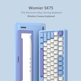 Womier SK75 75% Keyboard with Full Aluminum Wireless Mechanical Gaming Keyboard, VIA Custom Pre-lubed POM Switches RGB Creamy Gaming Keyboard, 3-Modes Gasket Hot Swappable, Blue
