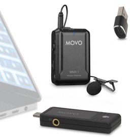 Movo WMX-1-UL USB-C Wireless Lavalier Microphone- USB Wireless Lapel Microphone for Computer, Smartphones, and Tablets- Wireless USB & USB-C Receiver, Transmitter, and Omnidirectional Lav Microphone