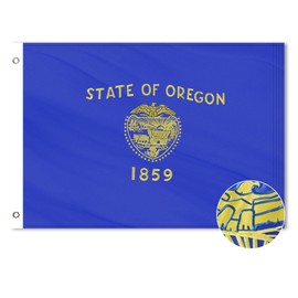 VICDRIA Oregon State Flag, 4x6 Ft, Deluxe Full Embroidered Heavy Duty Polyester Durable OR Outside Flags, Indoor/Outdoor with Sewn Stripes and Brass Grommets