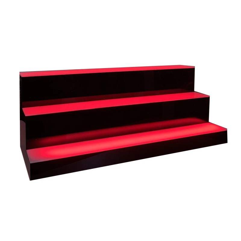 31" 3 Step Tier LED Lighted Shelves Illuminated Liquor Bottle