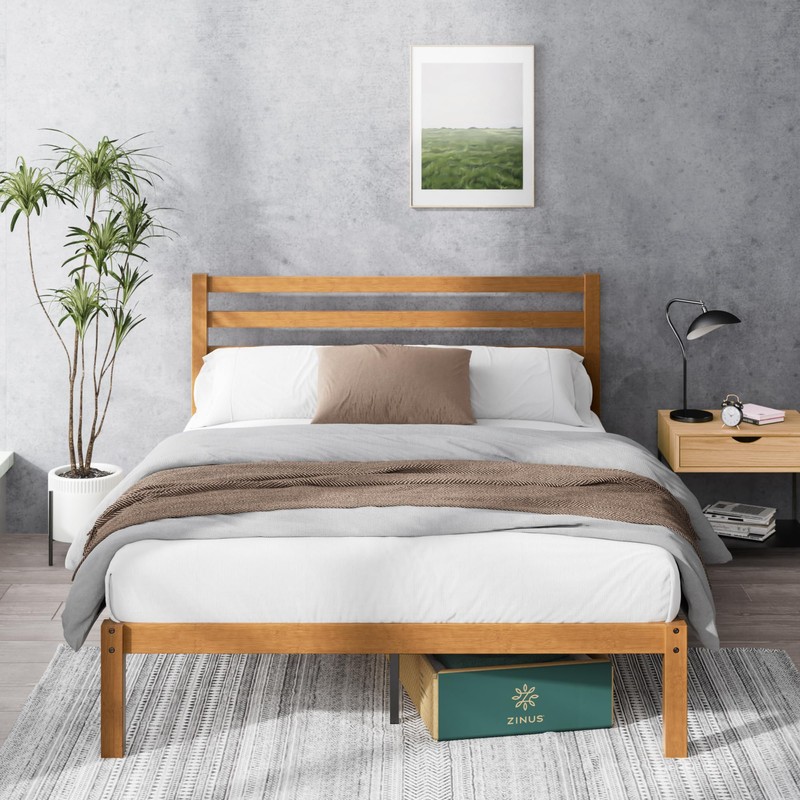 Zinus Leah Bamboo Platform Bed Frame with Headboard, No Box