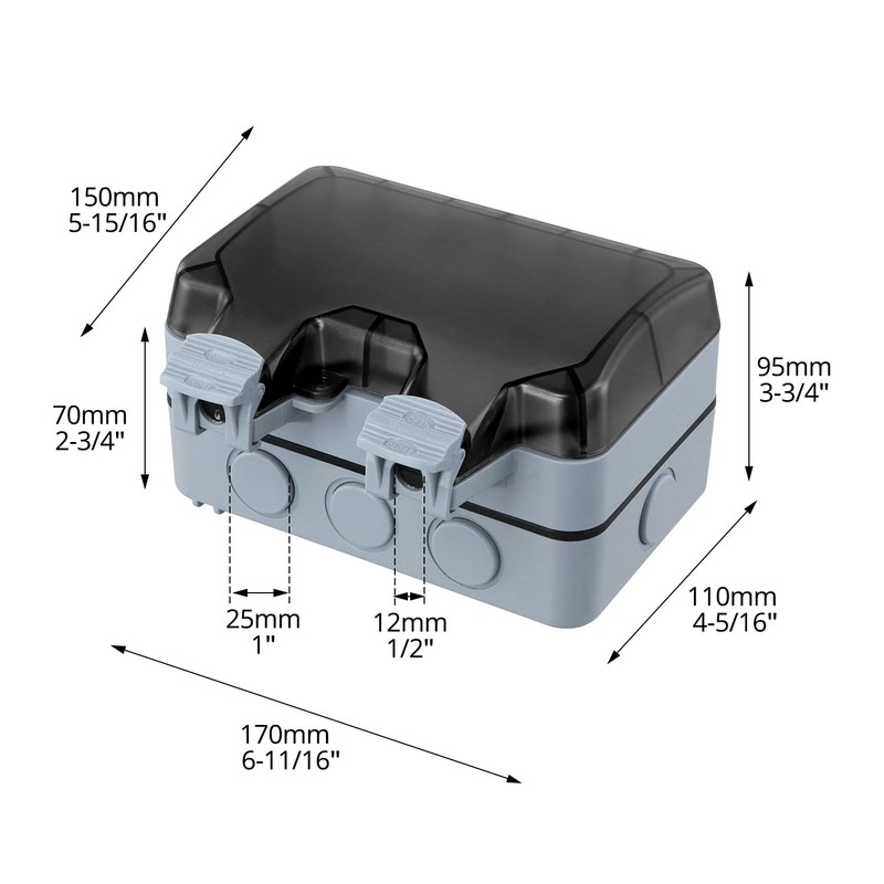 QWORK Heavy-Duty Outdoor Electrical Socket Cover - Wall Plug Socket