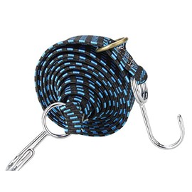 (pont du monde) Elastic Cord, For Bed Use, High Elasticity, Metal Hooks, Belt, Cargo Fastener, Elastic Band (Set of 2, 2M, Blue)