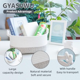GYASVWU Cotton Rope Baskets for Storage, Woven Basket for Organizing, Decorative Storage Baskets with Handle, Shelf Baskets for Organizing, Toy Organizer/Towel Bin/Gift Basket Empty (Khaki - 3 Pack)