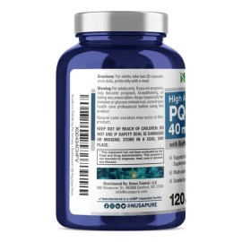 Pqq 40mg Bioperina Reduce Estrés Oxidativo + Energía 120caps