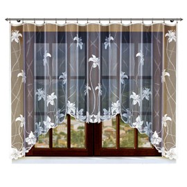 Haft®® Jacquard curtain with sewn-in pleating tape, white with motif (140, 150, 160 x 300)