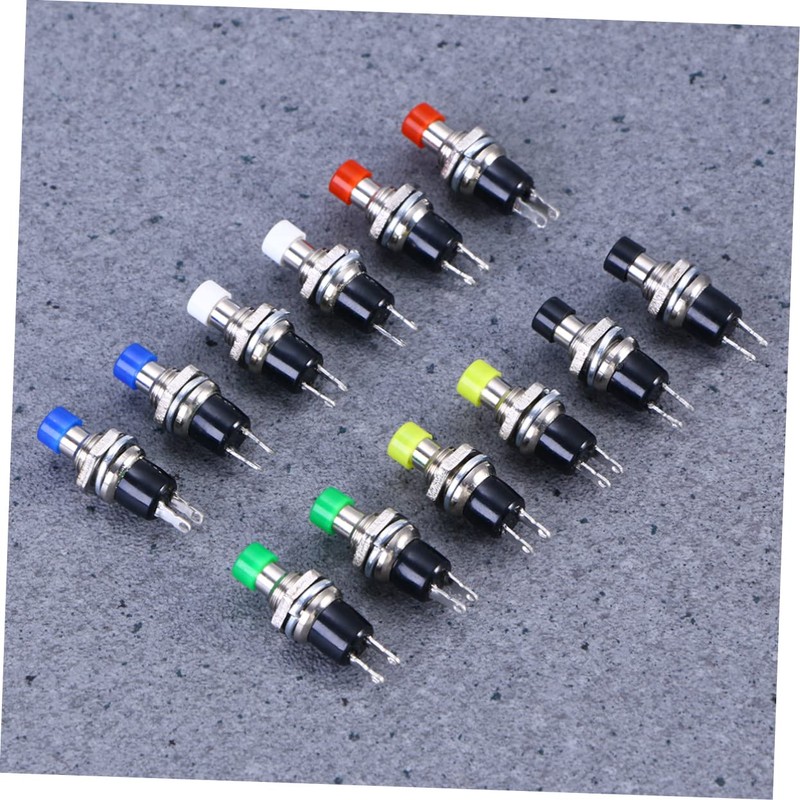 Hohopeti Set of 12 Mini Spst Momentary Latching Push Buttons