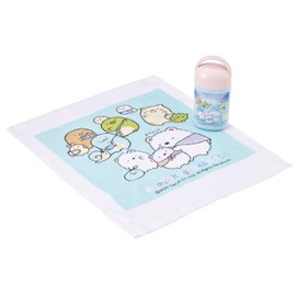 Skater Face Towel Set with Case for Kids Made in Japan, Sumikkogurashi Polar Bear Hometown, for Girls OA5AG-A