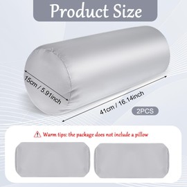 Gjinxi 2 Packs Cervical Neck Roll Pillow Cover with Zipper, Round Neck Pillow Covers Silk Cylinder Pillow Covers Pillowcases Soft Neck Roll Pillow Cover for House Home Decor Cylindrical Pillow Cushion