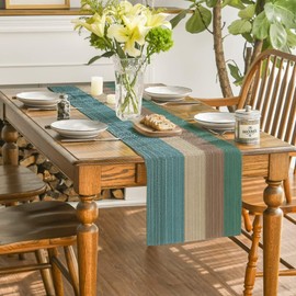 Table Runner Spring Modern 40 x 180 cm Outdoor Vintage Table Runner Green Washable Linen Look Blue Brown Living Room Table Mats Runner for Dining Room Party Holiday Decoration Spring Summer