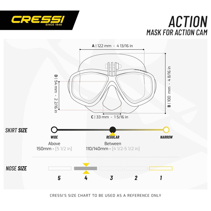 CRESSI Action Mask Black/Blue - Unisex Tauchmaske Reduziertem Volumen und
