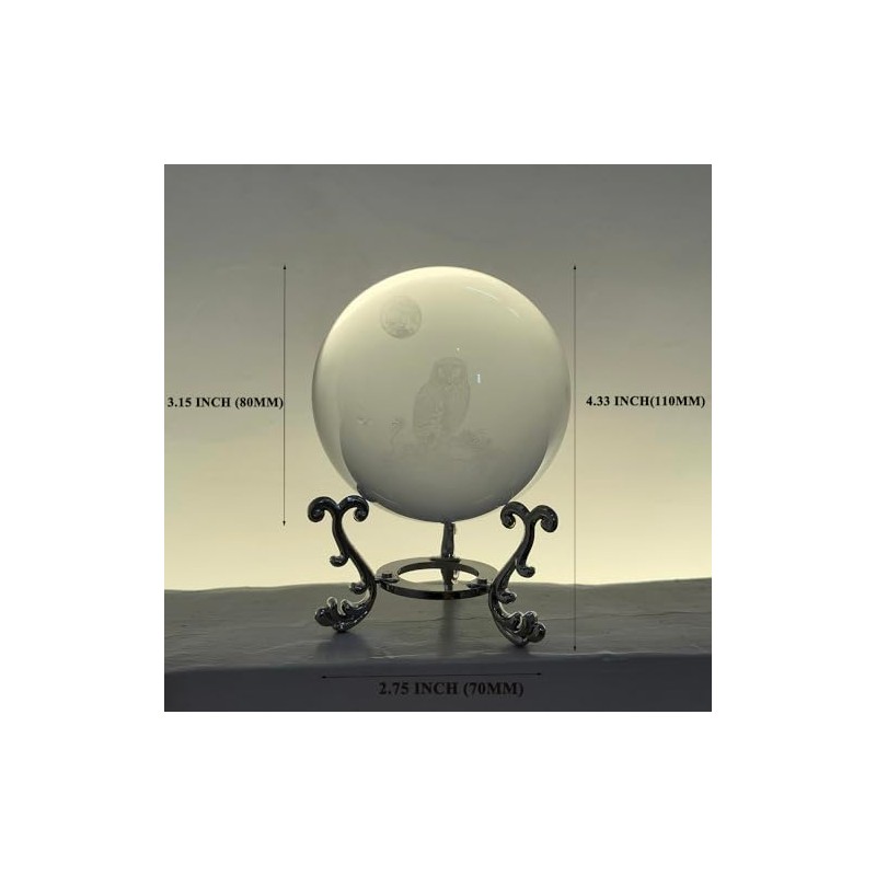 Ahantper 3.15"/80mm Crystal Ball with Stand, Modern Home Decor Gift