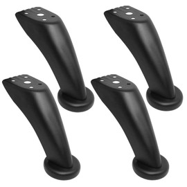 FH Patas para Muebles Modelo Curva Negro Mate 9.5cm Altura Acero Reforzado con Tornillos, Pata para Cama y Muebles de Madera, Paquete 4 Piezas