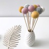 Felt Ball Flower Stems in Pink, Mustard, Grey & White