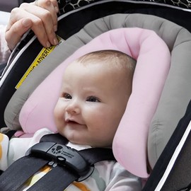 Pro Goleem Car Seat Head Support Infant, Soft Infant Car Seat Insert, 2 in 1 Carseat Head Support for Newborn, Perfect for Car Seat, Stroller, Swing, Bouncer, Pink and Gray
