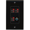 RiteAV 3 Port Speaker Wire Plug Jack Wall Plate+RCA for Subwoofer 1 Gang [Black]