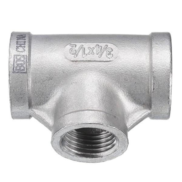 sourcing map Tee Pipe Fitting (1/2" x 3/4" x 3/4")