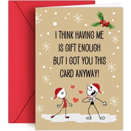 HiFuler Christmas Card for Boyfriend - 5" x 7" Funny Christmas Cards with Envelopes, Boyfriend Christmas Card, Christmas Greeting Cards, Christmas Gifts Stocking Stuffers for Boyfriend Husband Fiance