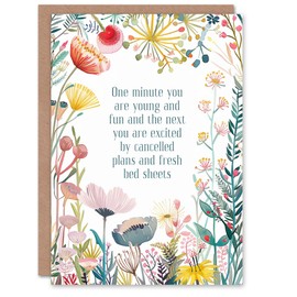 Artery8 Greeting Card Happy Flowers Cancelled Plans Fresh Sheets Funny For Her Woman Wife Mum Daughter Sister Birthday Card